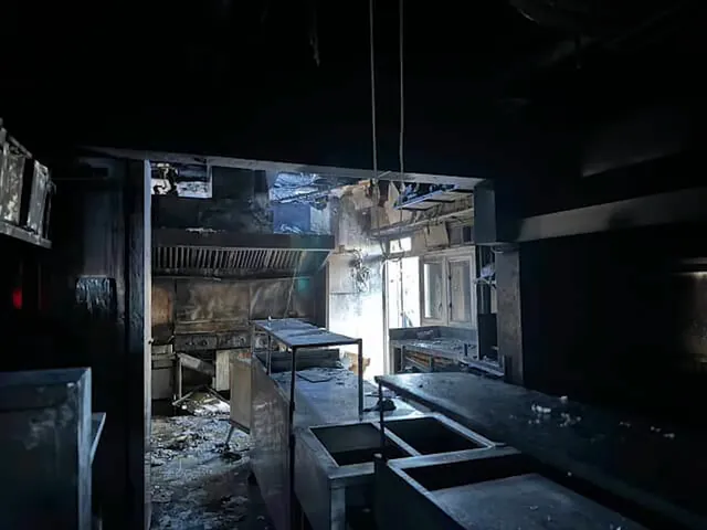 The Golden Dish kitchen after the fire of November 2023